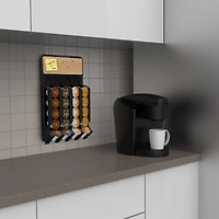 Mind Reader Black Wall-Mount Single Serve Coffee Pod Dispenser with Cork Top