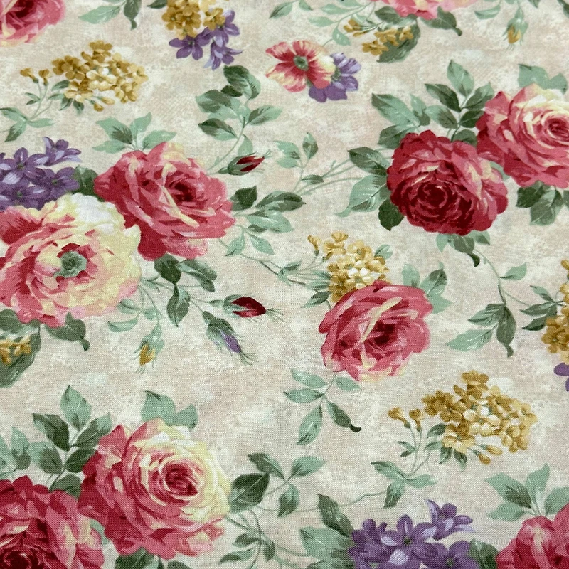 Feldman Cream Rose Floral Cotton Fabric