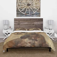 Designart 'Into the Wild Gold Moose' Farmhouse Bedding Set