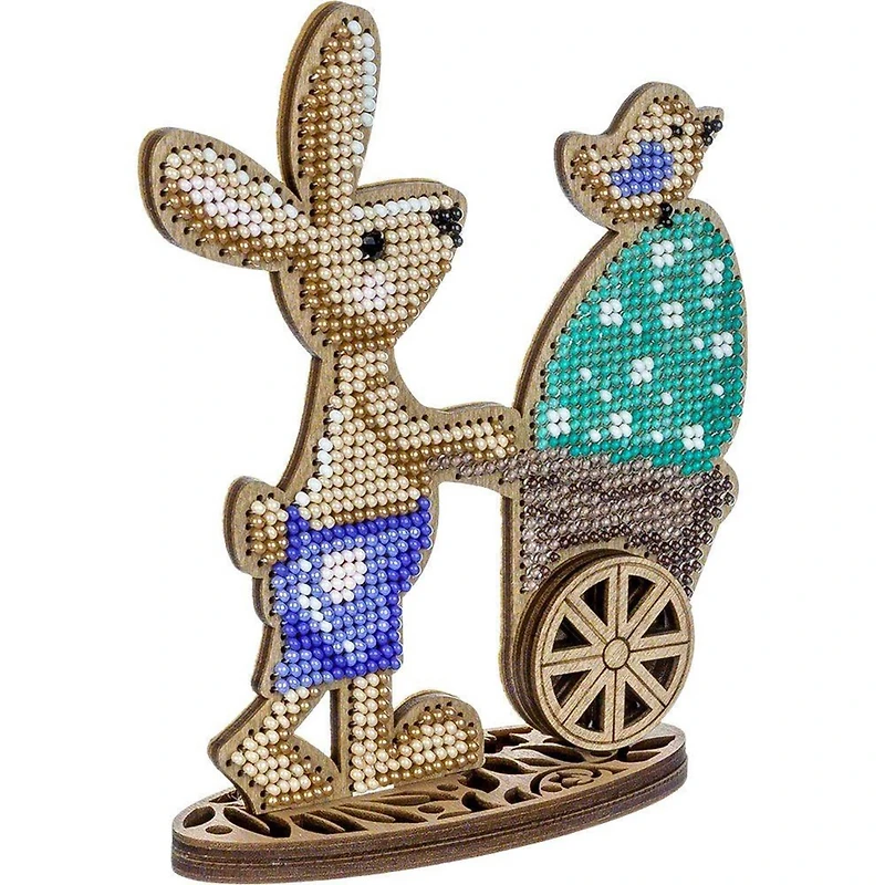 Wonderland Crafts Bunny & Egg Stroller Bead Embroidery on Wood Kit