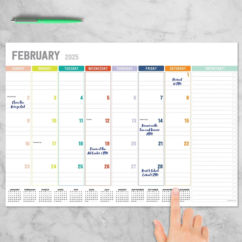 TF Publishing Medium 2025 Rainbow Blocks Monthly Blotter Desk Pad Calendar