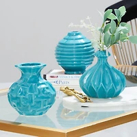 Blue Stoneware Modern Vase Set