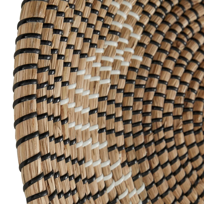 Set of 3 Natural Brown Seagrass Traditional Abstract Wall Decor, 29", 24", 20"