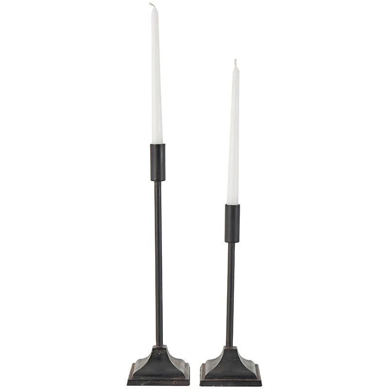 Black Metal Slim Minimalistic Candle Holder Set