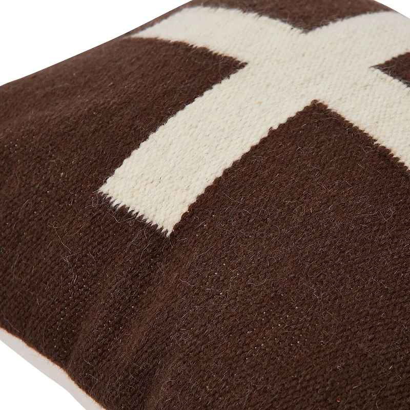Hello Honey® Brown & Natural Swiss Cross Cotton Wool Throw Pillow