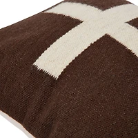 Hello Honey® Brown & Natural Swiss Cross Cotton Wool Throw Pillow