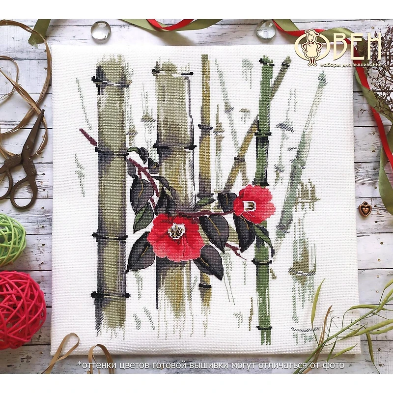 Oven Camellias In Bamboo Grove Cross Stitch Kit