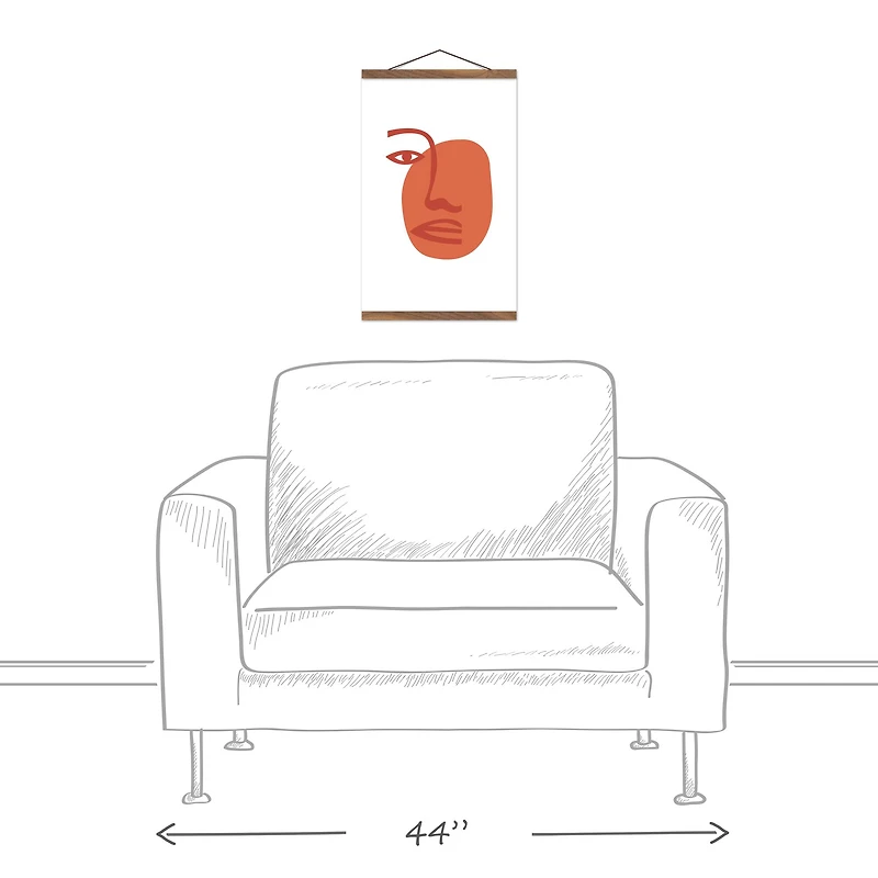 Abstract Figure 12" x 18" Teak Hanging Canvas