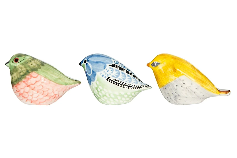 Hello Honey® 2.5" Hand Painted Stoneware Bird Figurine Set