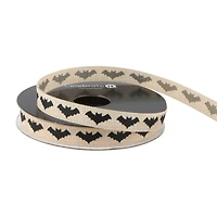 3/8" x 4yd. Black Bats Linen Ribbon by Celebrate It® Halloween