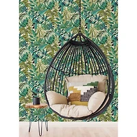 Caroline et Bettina Turquoise Feuilles Peel & Stick Wallpaper