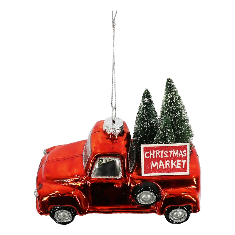 4.5" Truck with Christmas Tree Glass Ornament by Ashland®