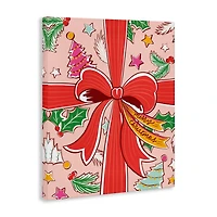 Stupell Industries Christmas Bow and Trees Canvas Wall Art