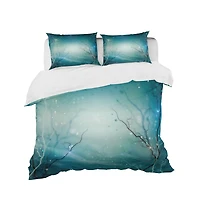 Designart 'Blue Winter Fantasy Forest' Cabin & Lodge Bedding Set