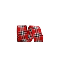 Reliant 1.5" x 10yd. Lauren Red & Black Plaid Wired Ribbon