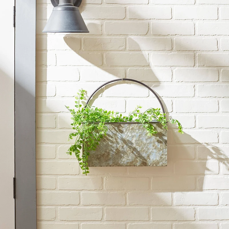 14.5" Rectangle Galvanized Wall Planter