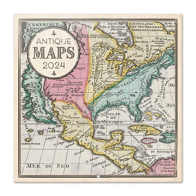 TF Publishing 2024 Vintage Maps Bilingual Wall Calendar