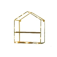 NEX™ Gold 2-Tier Iron House Floating Wall Shelf