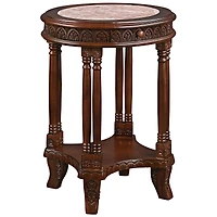 Design Toscano 2ft. Balfour Colonnade Marble-Topped Hardwood Side Table