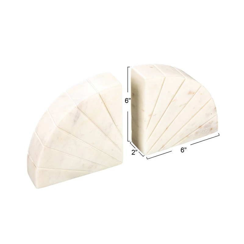Hello Honey® 6" White Modern Arched Semicircle Marble Bookend Set