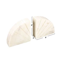 Hello Honey® 6" White Modern Arched Semicircle Marble Bookend Set