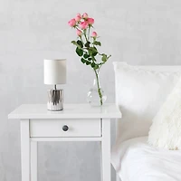 Simple Designs 11.5" Ruffled Metallic Chrome Capsule Table Lamp