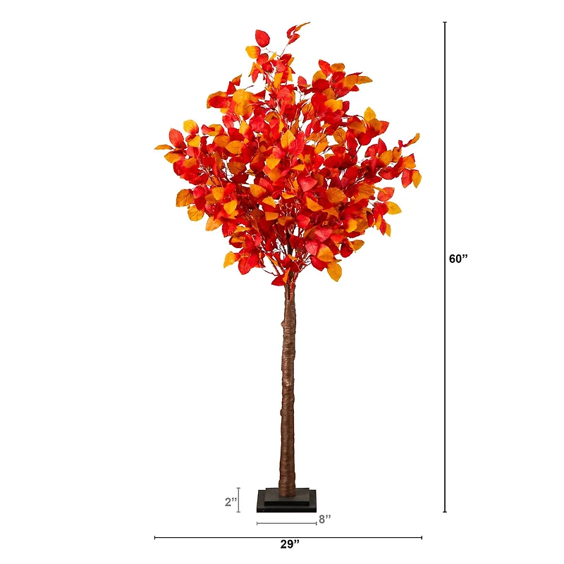 5ft. Pre-Lit Autumn Artificial Fall Tree with 200 Warm White LED Lights