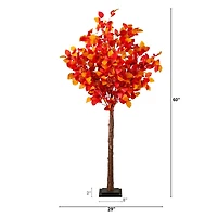 5ft. Pre-Lit Autumn Artificial Fall Tree with 200 Warm White LED Lights