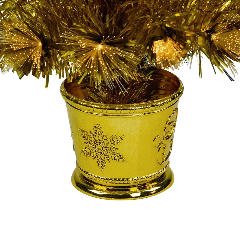 3ft. Pre-Lit Gold Fiber Optic Artificial Christmas Tree, White Lights
