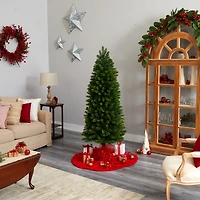 6ft. Pre-Lit Slim Virginia Spruce Artificial Christmas Tree, Warm White LED Lights