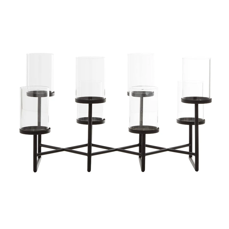 Black Metal Modern Candelabra, 15" x 26" x 12"