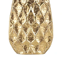 33.5" Gold Metal Textured Concaved Teardrop Vase with Spotted Gray Accents
