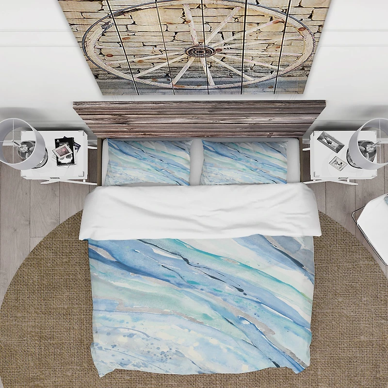 Designart 'Blue Silver Spring I' Farmhouse Bedding Set