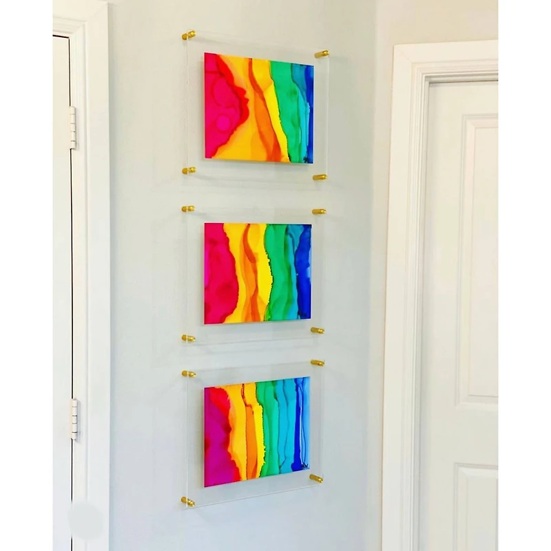 Wexel Art Double Panel Clear Acrylic Floating Wall Frame with Gold Hardware