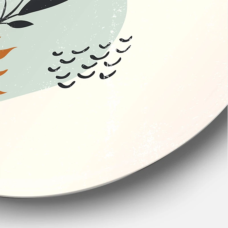 Designart - Abstract Sun & Moon With Minimal Plants