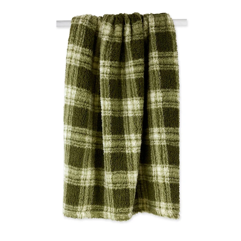 DII® Sage Farmhouse Plush Plaid Throw