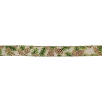 7/8" x 24ft. Pinecone Faux Linen Wired Ribbon by Celebrate It®