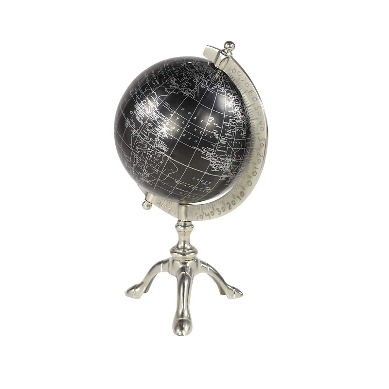 12" Rustic Black Globe with Silver Aluminum Stand
