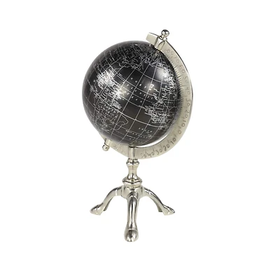 12" Rustic Black Globe with Silver Aluminum Stand