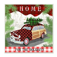 Stupell Industries Home For The Holidays Station Wagon Wooden Wall Plaque