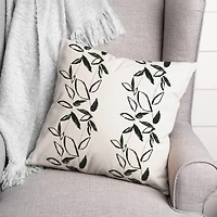 Black Leaf Stripes 18" x 18" Throw Pillow