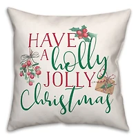 Holly Jolly Christmas 18" x 18" Spun Poly Pillow