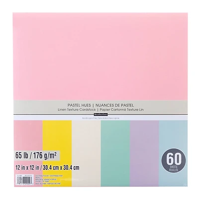 9 Packs: 60 ct. (540 total) Pastel Hues 12" x 12" Linen Texture Cardstock by Recollections™