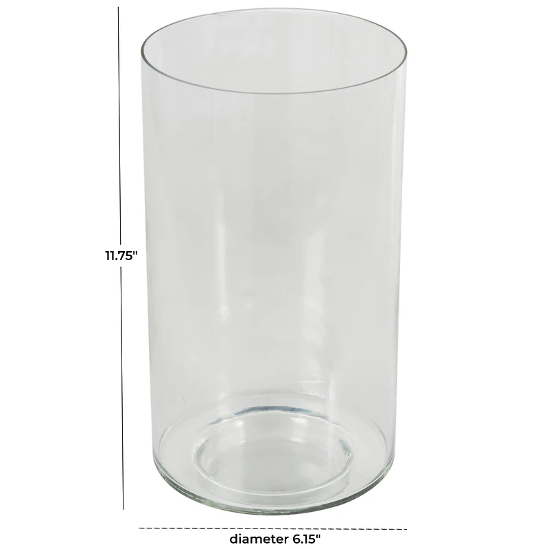 12" Clear Glass Wide Minimalistic Glass Vase