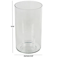 12" Clear Glass Wide Minimalistic Glass Vase
