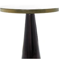 22" Black Aluminum Geometric Cone Accent Table with Textured Glass Tabletop