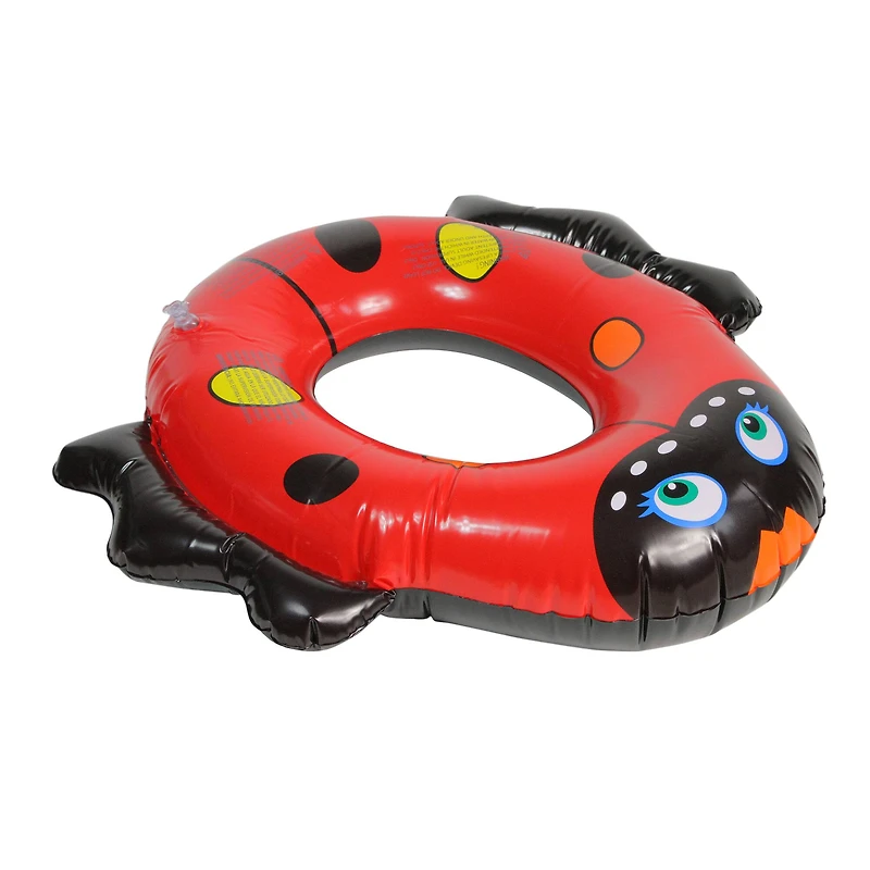 Swim Central 24" Inflatable Red & Black Ladybug Swim Ring Tube Pool Float