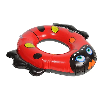 Swim Central 24" Inflatable Red & Black Ladybug Swim Ring Tube Pool Float