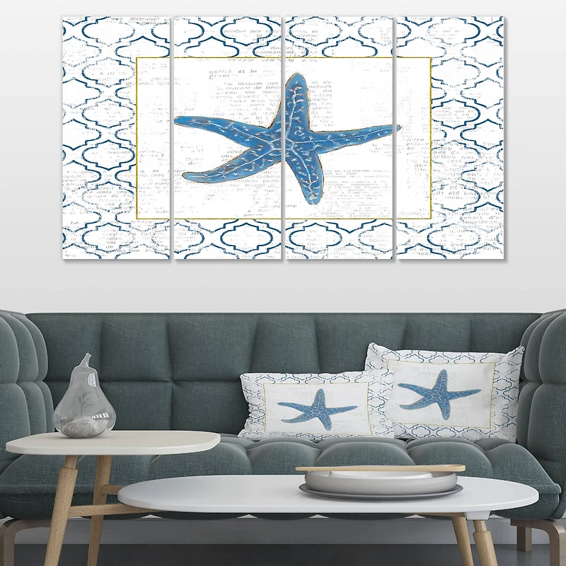 Designart - Navy Starfish with Gold