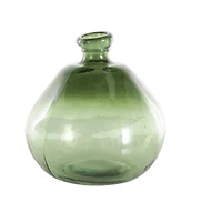Green Recycled Glass Handmade Wide Ombre Spanish Bottle Vase